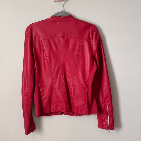Express Women's Vibrant Red Leather Jacket - Picture 2 of 5